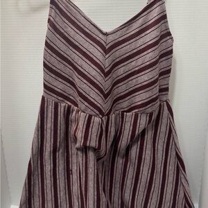 Universal Thread Burgundy and Cream Striped Strapless Dress